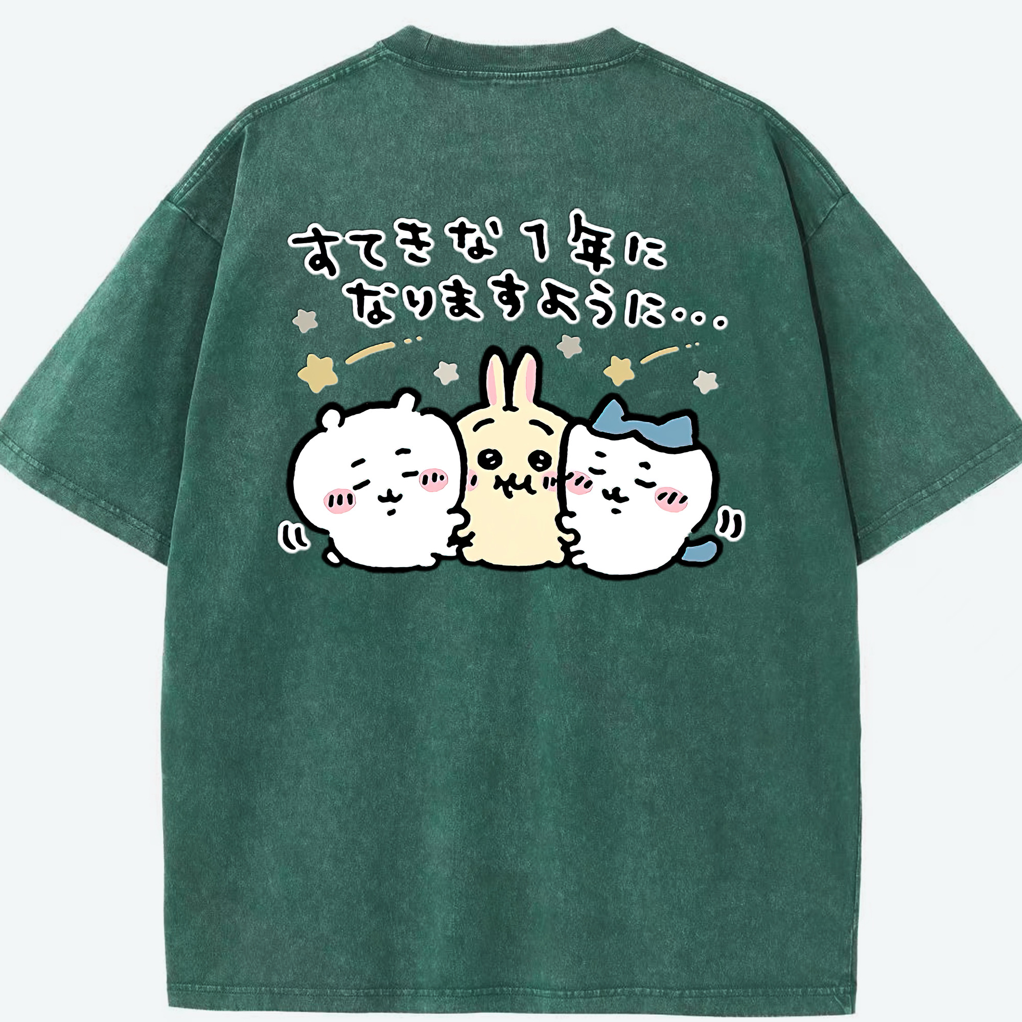 （画像用） ちいかわ ちいかわ Chii-kawa chiikawa 綿100% ヴィンテージ風 半袖Tシャツ（背面プリント）